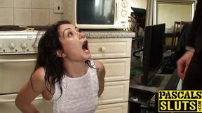 British submissive dunks head in water while big ass gets slapped