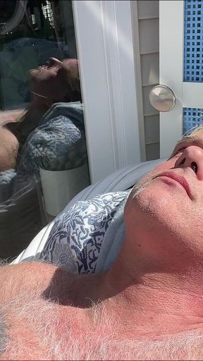 Hunk Stepdaddy Bear Naked Sunbathing in the Veranda 1