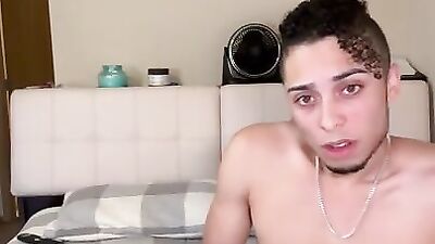 Teen puts dildo in ass then sucks his own dick