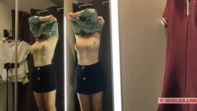 Translucent sexy wear try-on in the fitting room