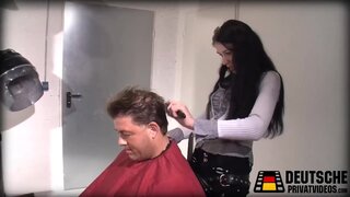 Ravishing hairdresser rides her client's dick