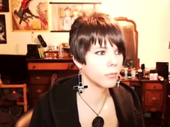 Short-Haired Crossdresser Cutie on Webcam