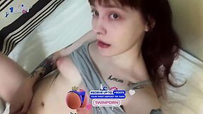 Redhead teen with phat jugs masturbates and orgasms, fingers her wet snatch - promiscuous and amazing!