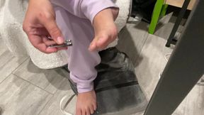 Long Toenails Cutting With A Small Clippers