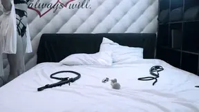 Slave girl masturbates with the butt plug in her ass, part 3