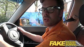 Stella Cox's big natural boobs bounce in this POV fake driving lesson