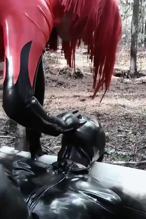 Latex Fetish Play with Rubber Doll