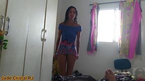 jade provoking her neighbor who looks through the window as her changes clothes
