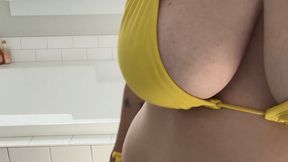 Yellow Bikini to Overhead Anal Machine Play