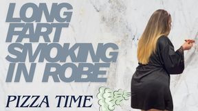 Long Fart Smoking in Robe Pizza Time