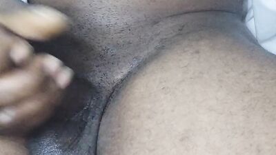 Long dick play with crotch pinching fetish - big black dick cums