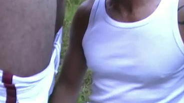 fucked outdoo by dady guy in jockstrap
