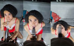 Veronica Sanders' First Big Black Cock Blowjob and Cum Swallow