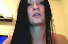 Blue eyed brunette temptress masturbated for me on webcam