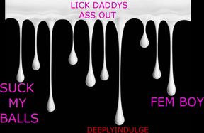 Sissy boy worships daddy’s ass and slobbers on his heavy balls raw audio munching faggot