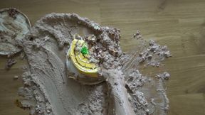 Crushing cake barefoot