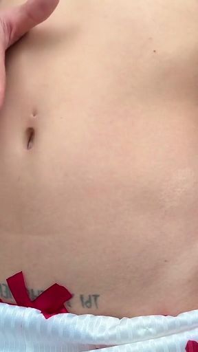 Skinny Student Plays with Her Navel and Teases Her Skinny Belly