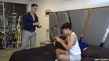 MY STEPSISTER'S LESBIAN GIRLFRIEND SUCKS MY COCK