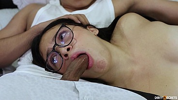 MY STEPSISTER'S LESBIAN GIRLFRIEND SUCKS MY COCK