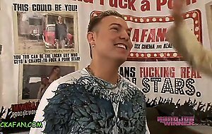 FUCK A FAN - Tall Blonde w Perky Big Tits Gives Happy Latino a Handjob