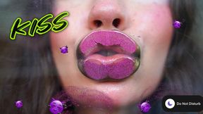 Melting Purple Metal Lips: Shiny Kisses & Messy Spit Play