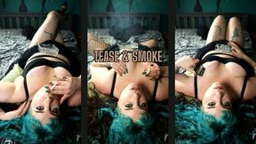 Goddess Kinx's Smoky Tit Worship: Reclined Seduction with Exposed Cleavage & Hazy Clouds