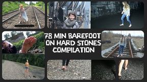 A unique 78-minute compilation! Seven girls struggle with very sharp stones, completely barefoot!