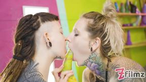 Tattooed teen enjoys wild strapon session with ALT pornstar