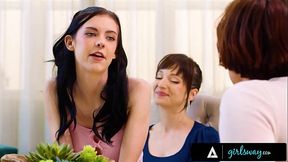 GIRLSWAY - MILF Lexi Luna ALMOST CAUGHT Strap-On Fuck Hot stepbae Bella Nova By Social Worker