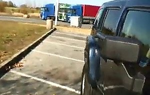 Blonde and brunette play with each other in the car