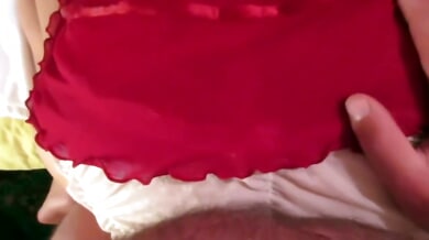 Asian woman with hairy pussy gets creampie after panty job