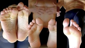 foot lovers fantasy - ai generated guy(s) in tight workout pants showing off and giving you their feet