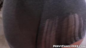 Teen stepniece Arietta Adams is covered with cum for Christmas