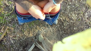 Farmer twink ties his balls , stretches tight balls and jerks off