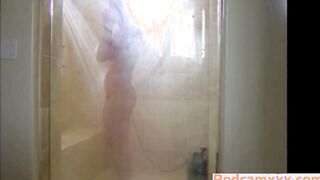 Blonde Stepmom Showers With Door Open