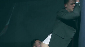 Horny Ivan Gregory sucks meat before getting drilled by suited Viktor Rom