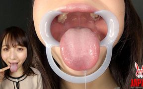Mai Imai Fills a Glass with Her Dripping Saliva in POV While Showing You Her Tongue