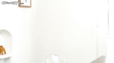 Nannyspy caught wanking her pink pussy for cash then takes a hot facial