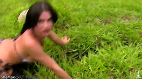 Wild Latina Outdoors: Big Tits, Lingerie, Stockings, Tattoos, and Cumshots!