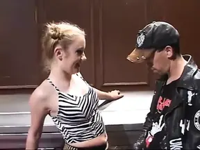 Punk rock dude drills and facializes sexy blonde chick in funeral home