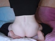 Femboy plays with a horse dildo