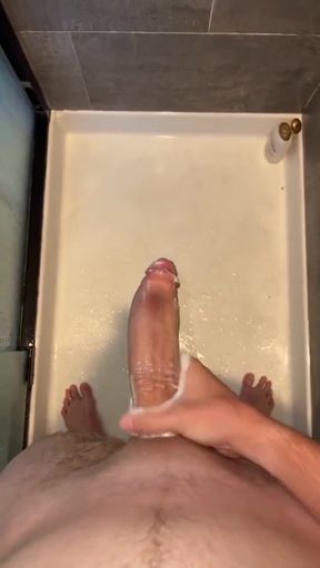 Amateur with big dick enjoys solo masturbation session