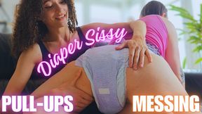 Diaper Sissy Fills Her Pull-Up and Cums