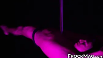 Sexy twink jock Blaine Petrovia performs erotic pole dance in underwear