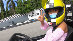Go karting & fucking with charming amateur Thai teen with a round ass