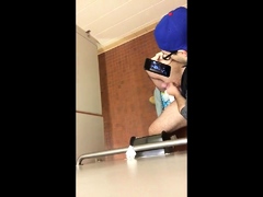Str8 spy nerd in public toilet
