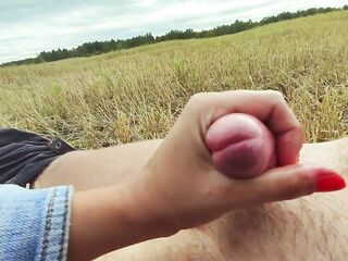 Glamorous public urethral plug in field - real sounding outdoor cum 4K