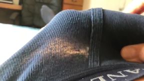 Quick Jack Off in gay black socks cumming on hanes briefs