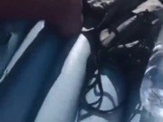 Jerking off outdoor on a boat with other people around… very risky!