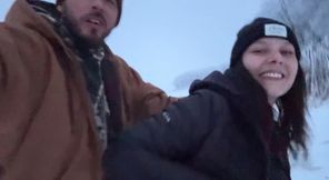 Outdoor Girl Almost Caught getting Dick Hard in the Snow